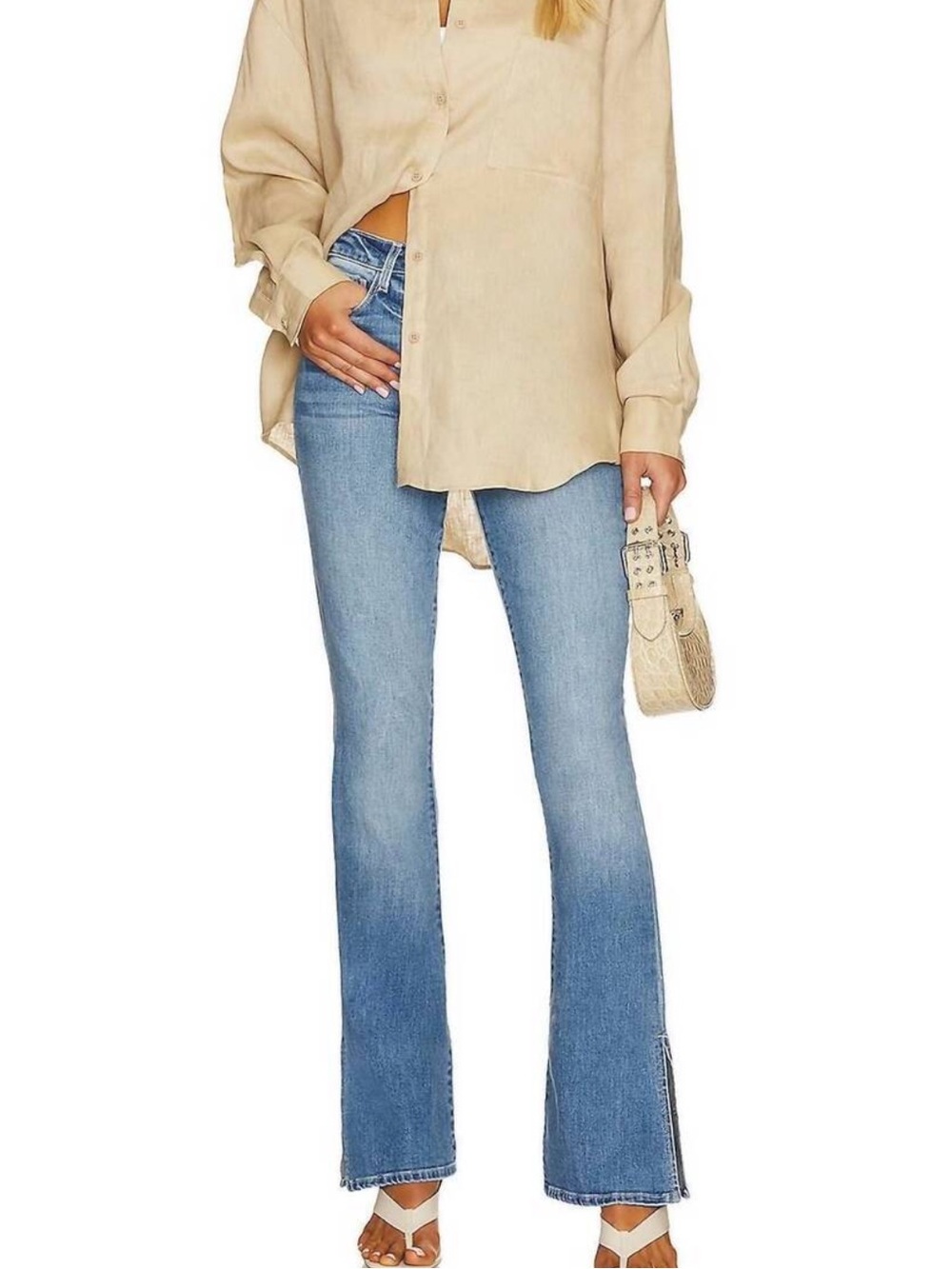 L'AGENCE Abilene Mid Rise Baby Boot Slit Jean in Alamo Light Wash